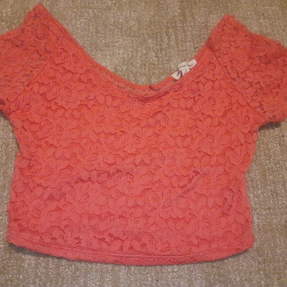Ambiance Coral Lace Crop Top